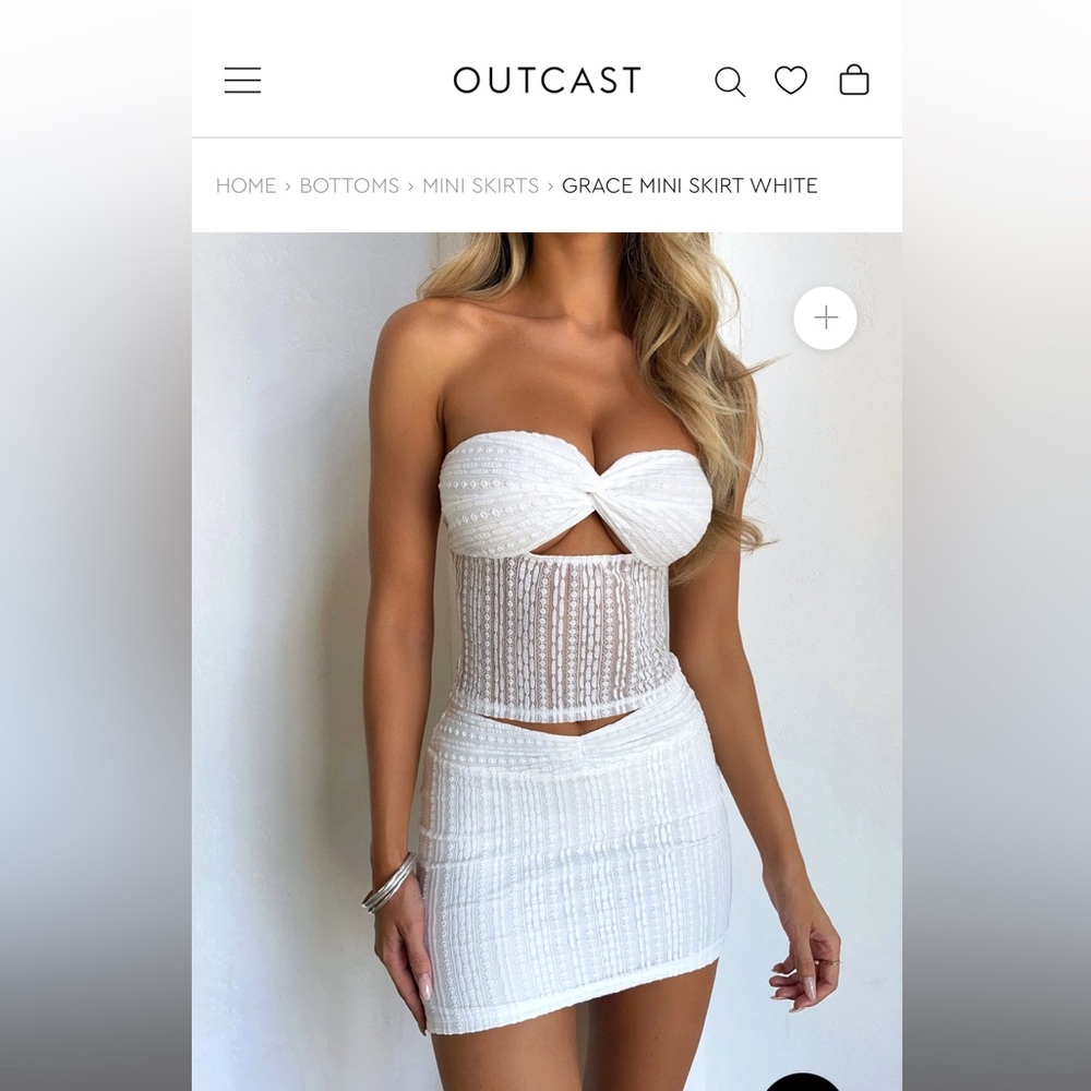 outcast clothing white skirt set